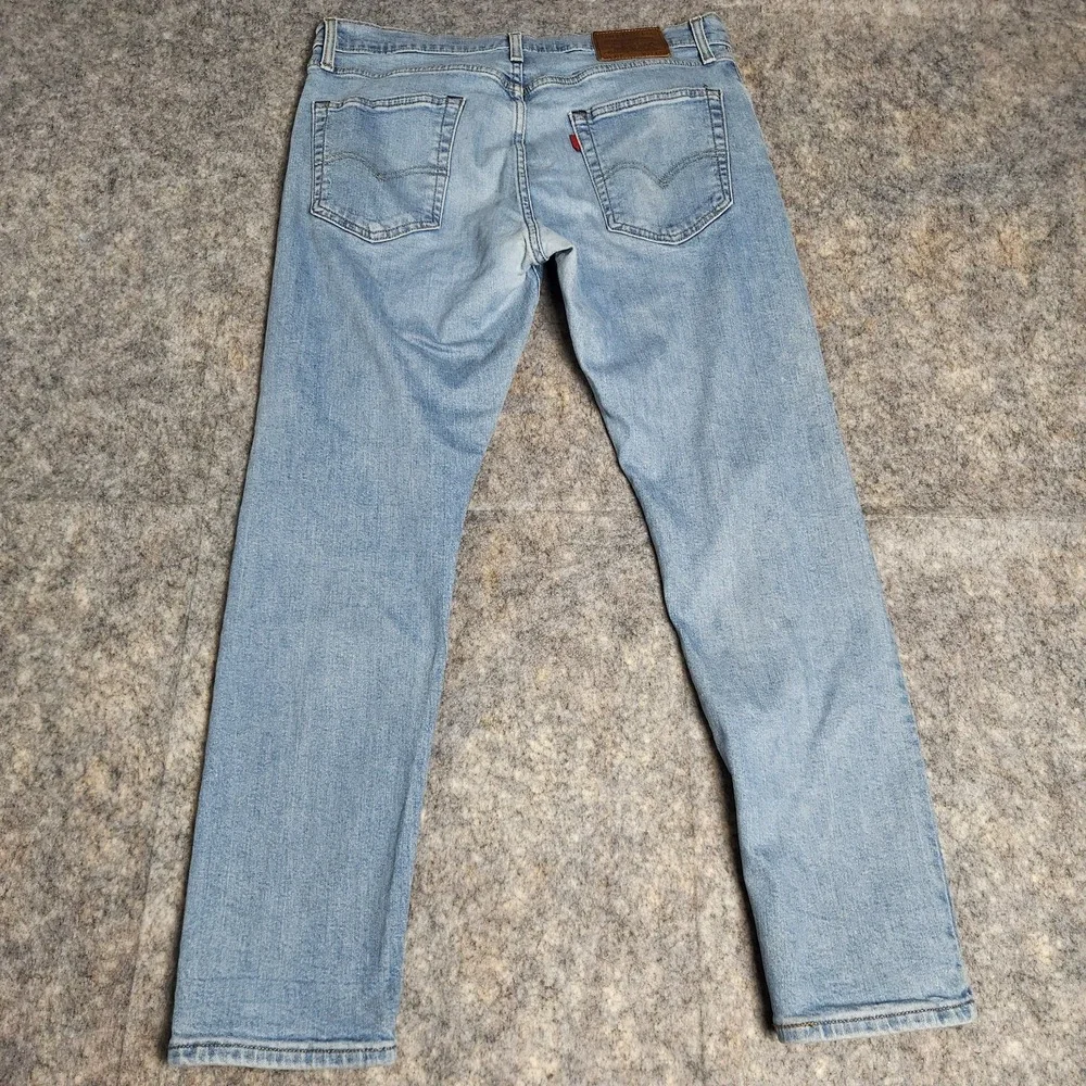 Levis 512 Slim Taper Jeans Men 33x28 Blue Light Denim Premium Quality Distressed